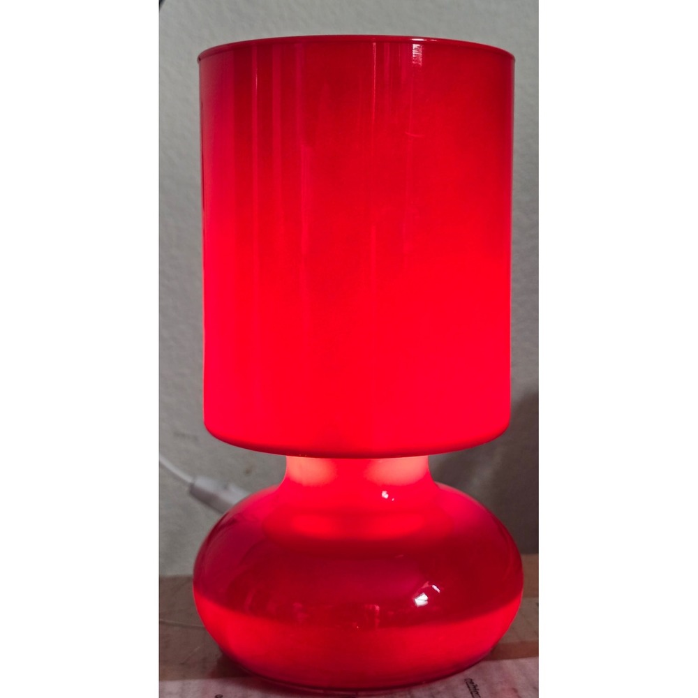 IKEA Lykta Table Accent Lamp Y2K Retro Red Mushroom Glass Mid-Century Modern